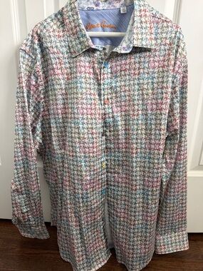Robert Graham Blue & Multicolor Patterned Collared Shirt